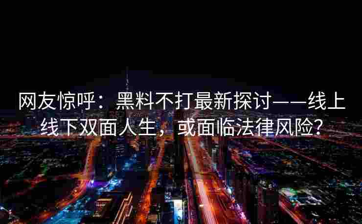 网友惊呼：黑料不打最新探讨——线上线下双面人生，或面临法律风险？